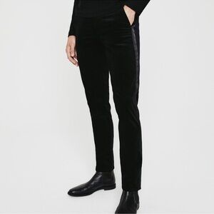 AG Adriano Goldschmied The Jamison Velvet Chino Tuxedo Stripe Pant Black